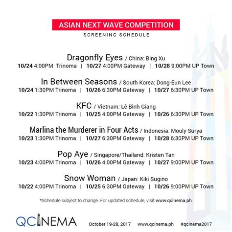 Here is the updated schedule of our .